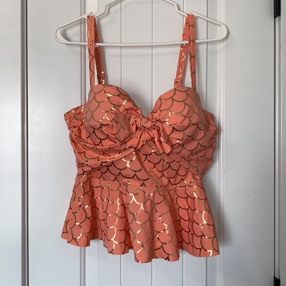 Tie Front Underwire Peplum Midkini Top (nwot)